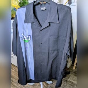 Martini Girl Single Panel Button down Shirt in Black/Charcoal